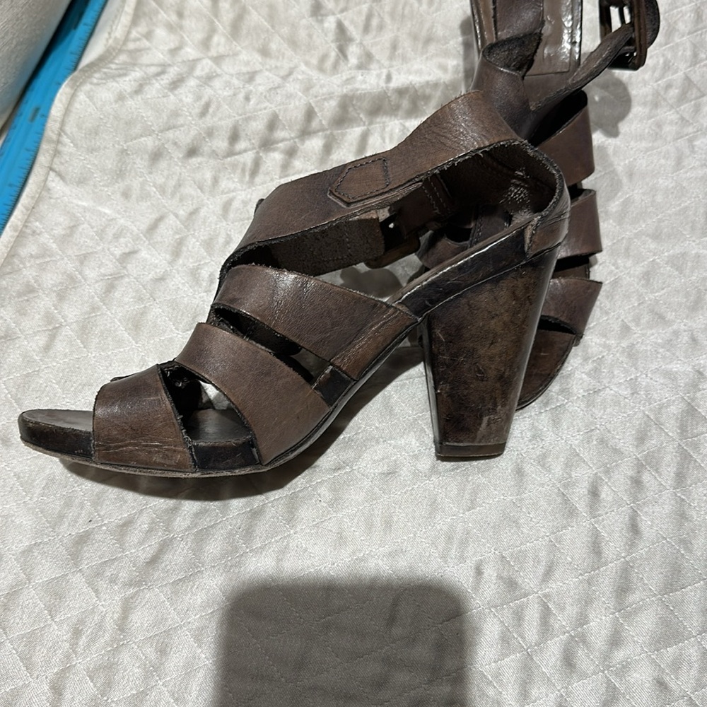 MOMA gray Leather Sandals - Picture 3 of 11